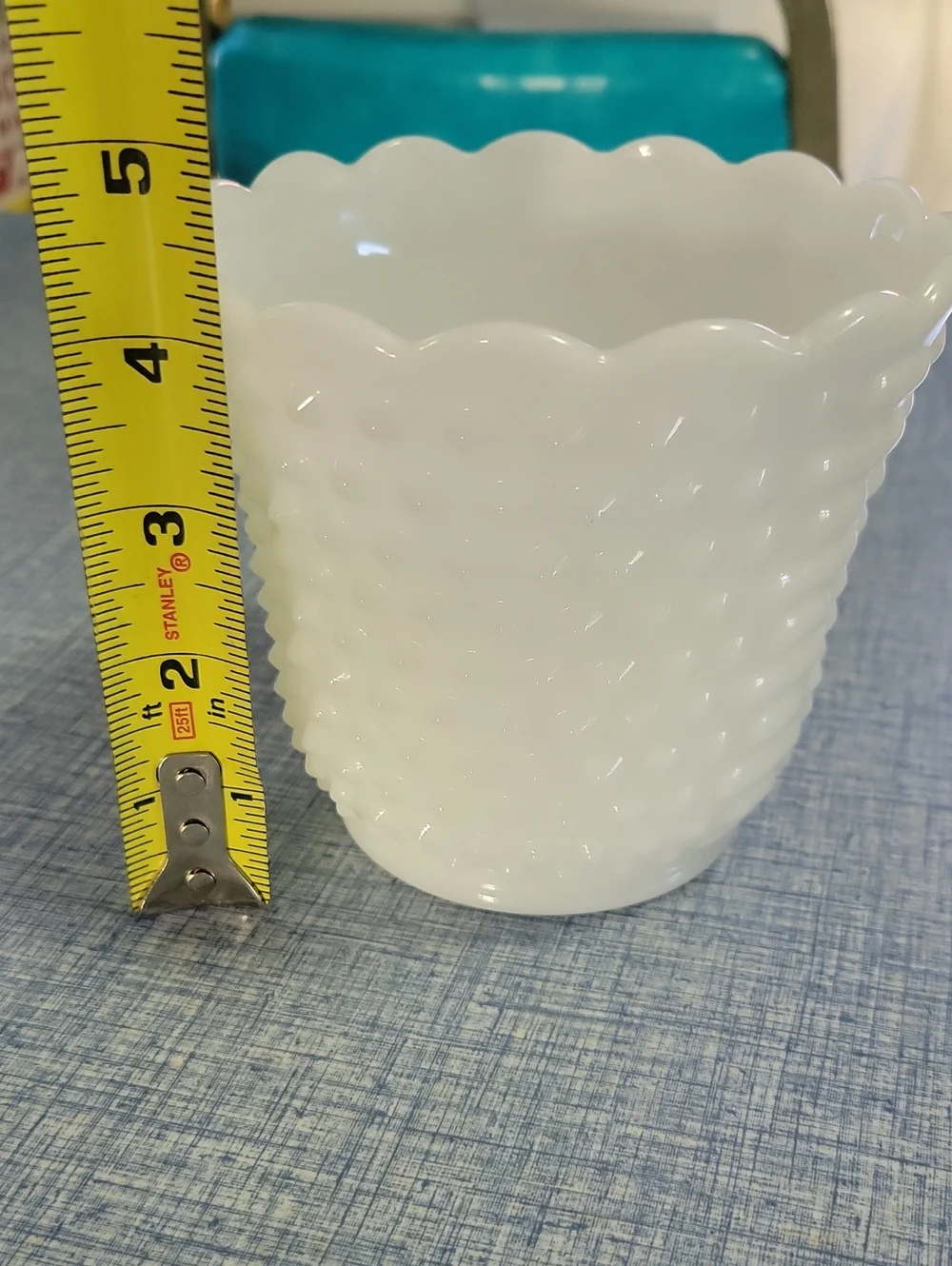 Fire King Oven Ware White Hobnail Scalloped Milk Glass Planter